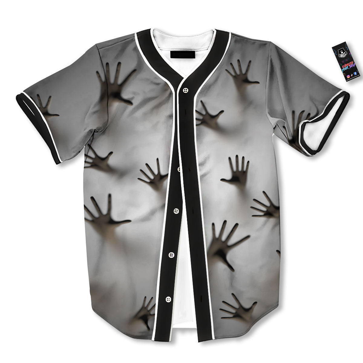 3D Scary Ghost Print Baseball Jersey-grizzshop