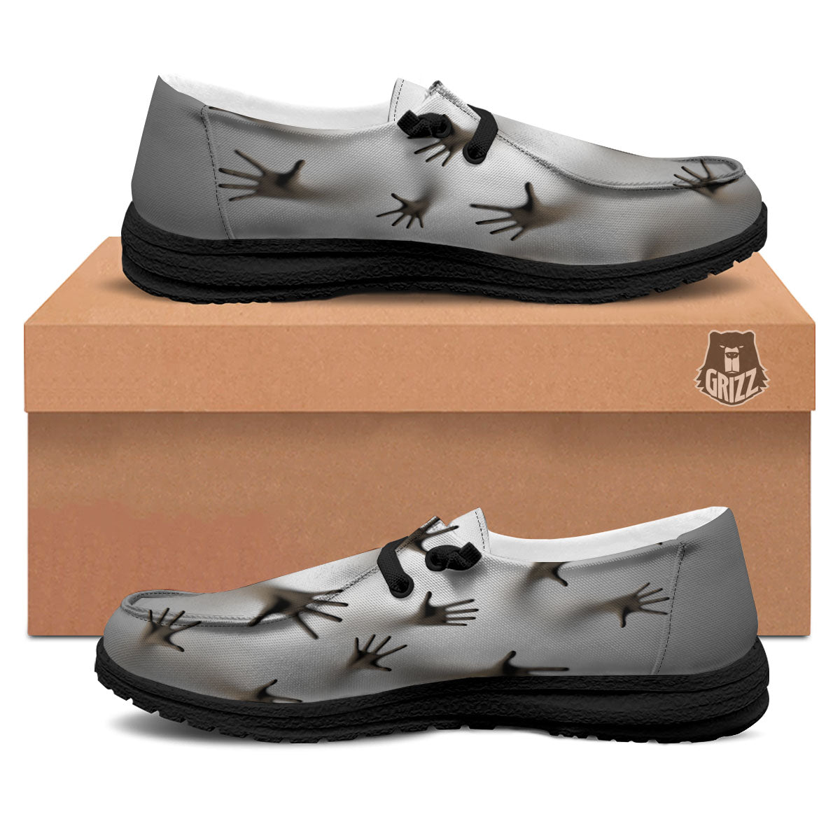 3D Scary Ghost Print Black Loafers-grizzshop