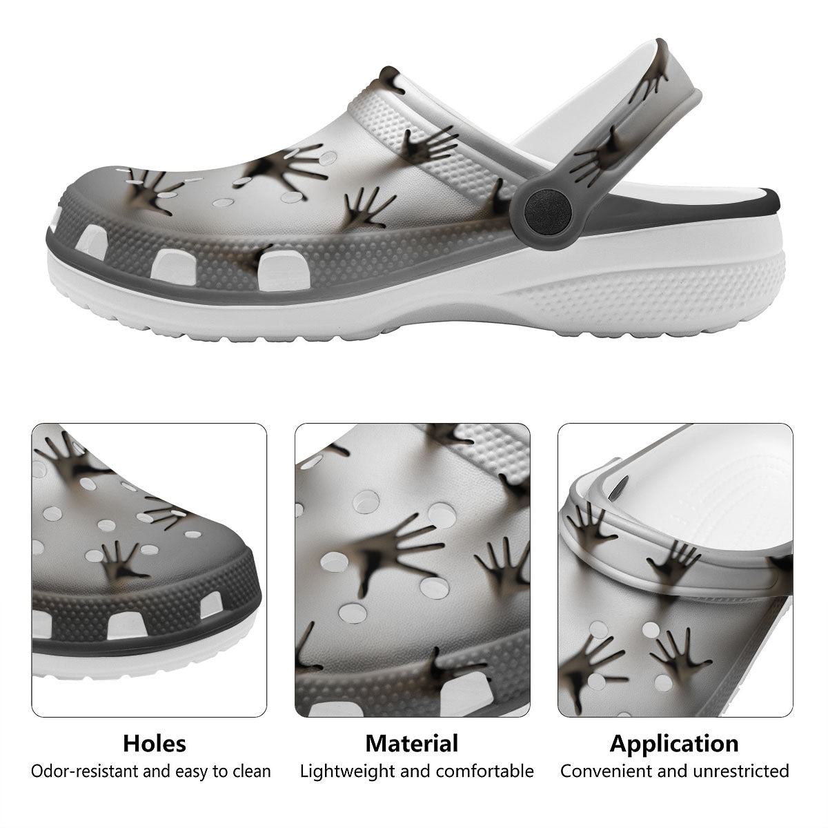 3D Scary Ghost Print Clog-grizzshop