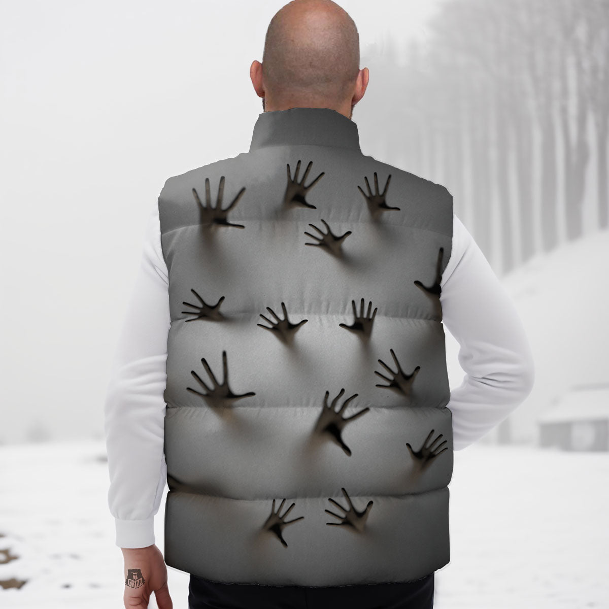 3D Scary Ghost Print Down Vest-grizzshop