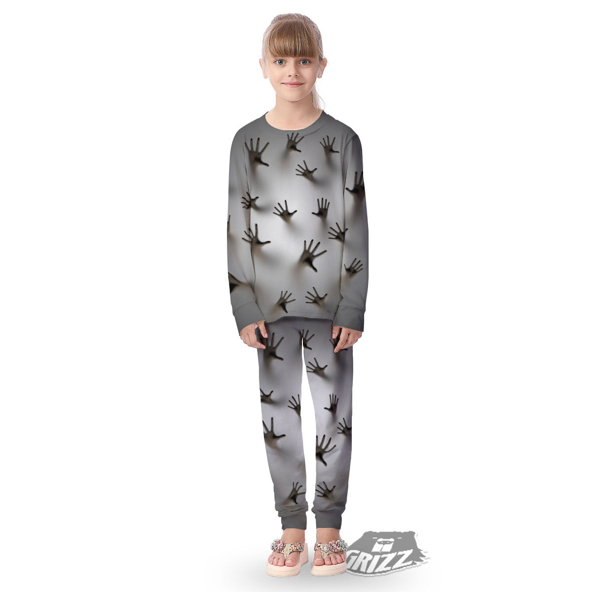 3D Scary Ghost Print Kid's Pajamas-grizzshop