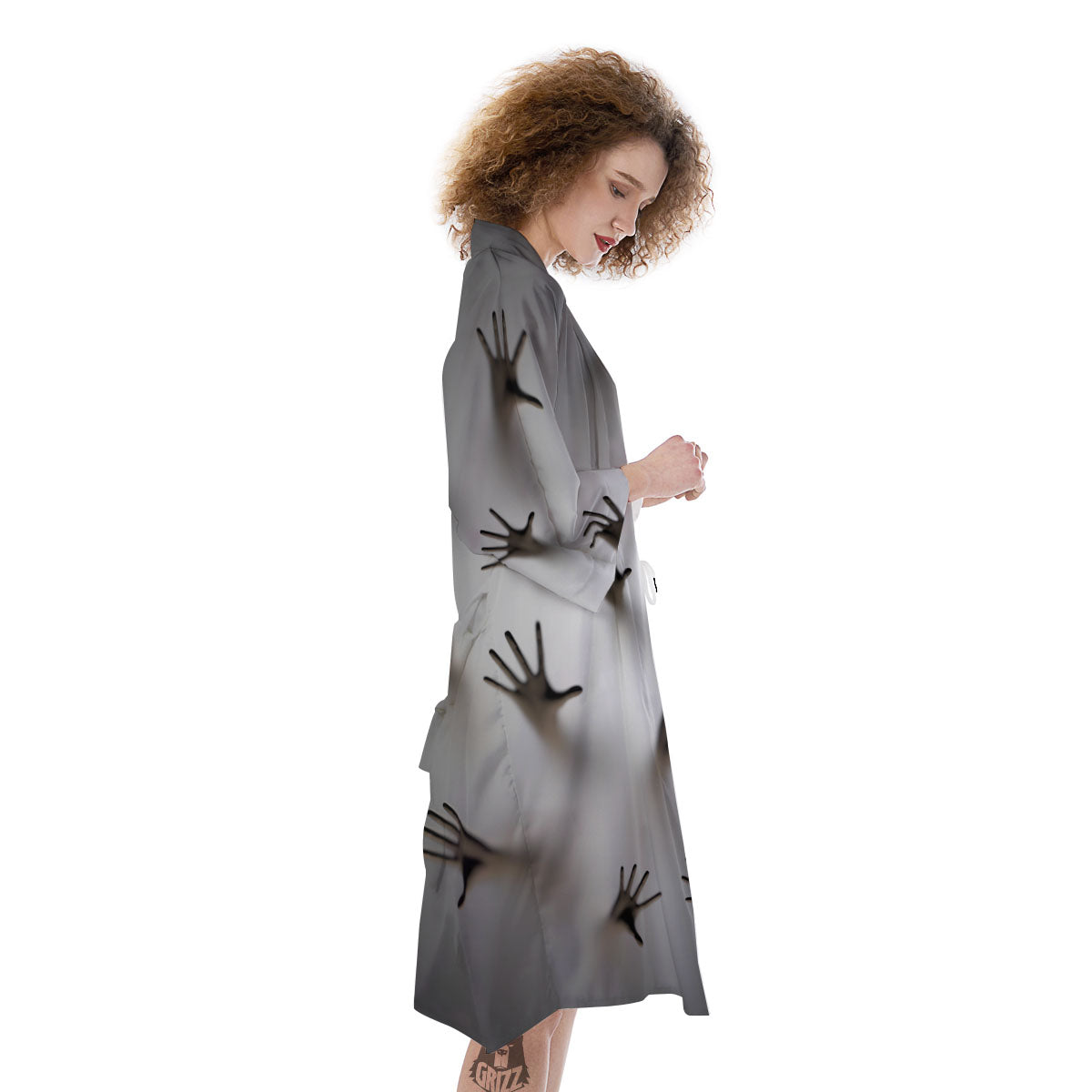 3D Scary Ghost Print Kimono-grizzshop