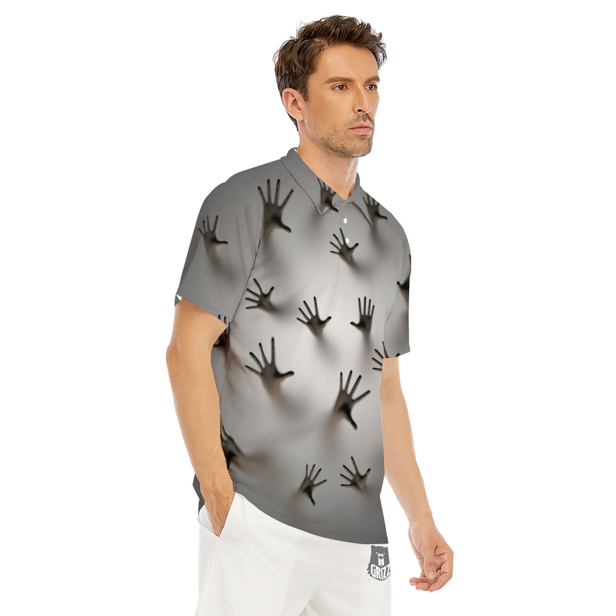 3D Scary Ghost Print Men's Golf Shirts-grizzshop