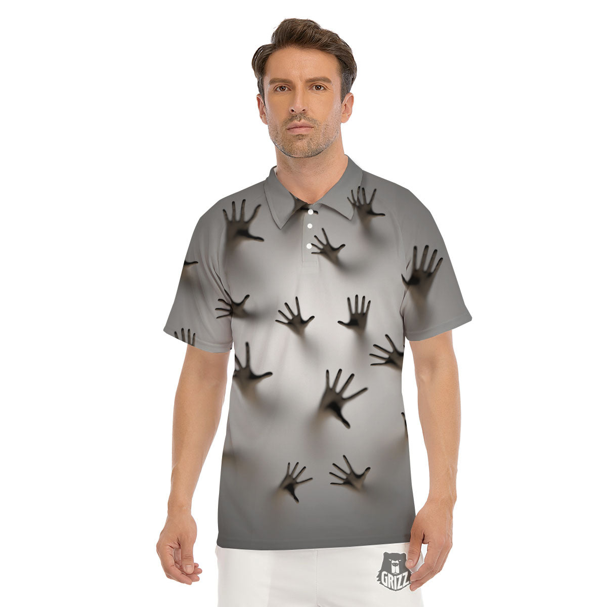 3D Scary Ghost Print Men's Golf Shirts-grizzshop