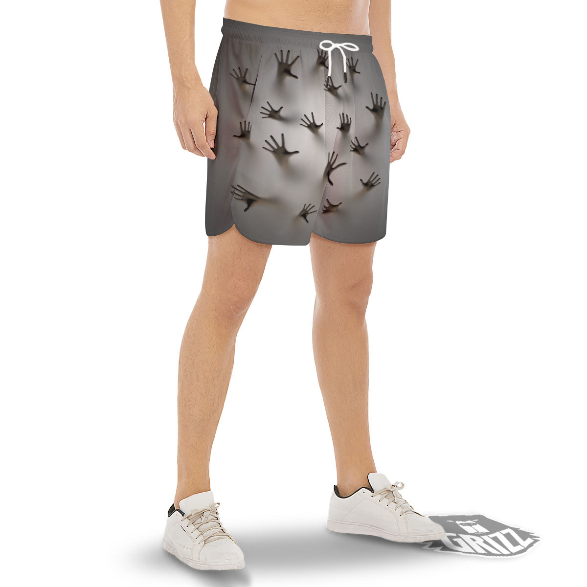 3D Scary Ghost Print Men's Gym Shorts-grizzshop
