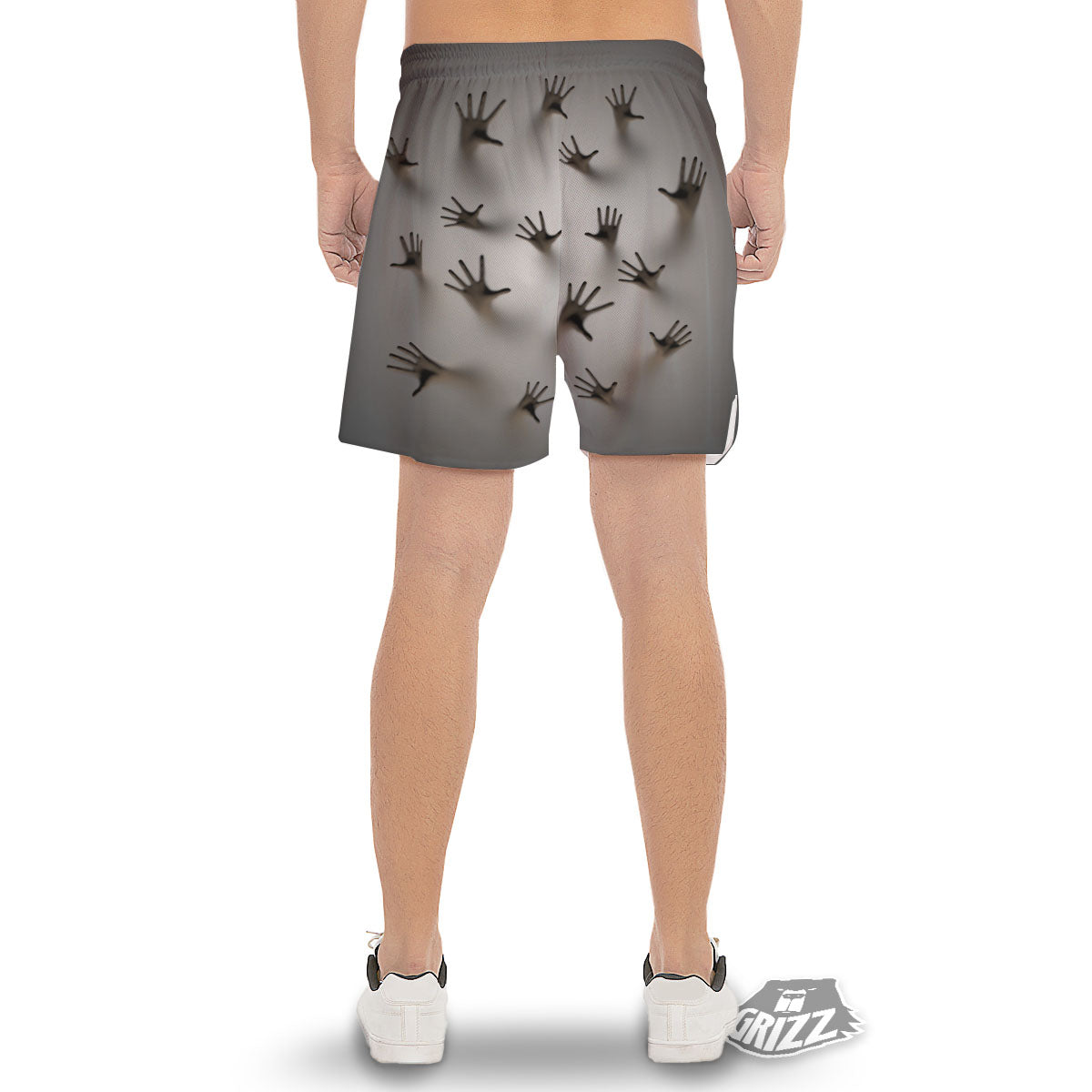 3D Scary Ghost Print Men's Gym Shorts-grizzshop