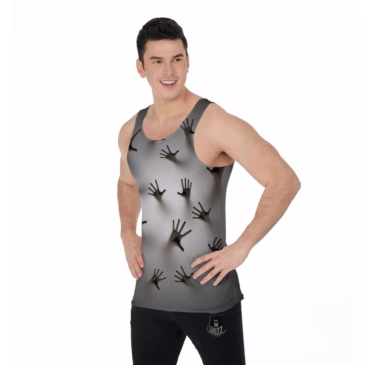 3D Scary Ghost Print Men's Tank Top-grizzshop