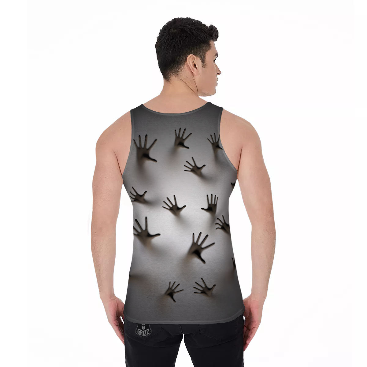 3D Scary Ghost Print Men's Tank Top-grizzshop