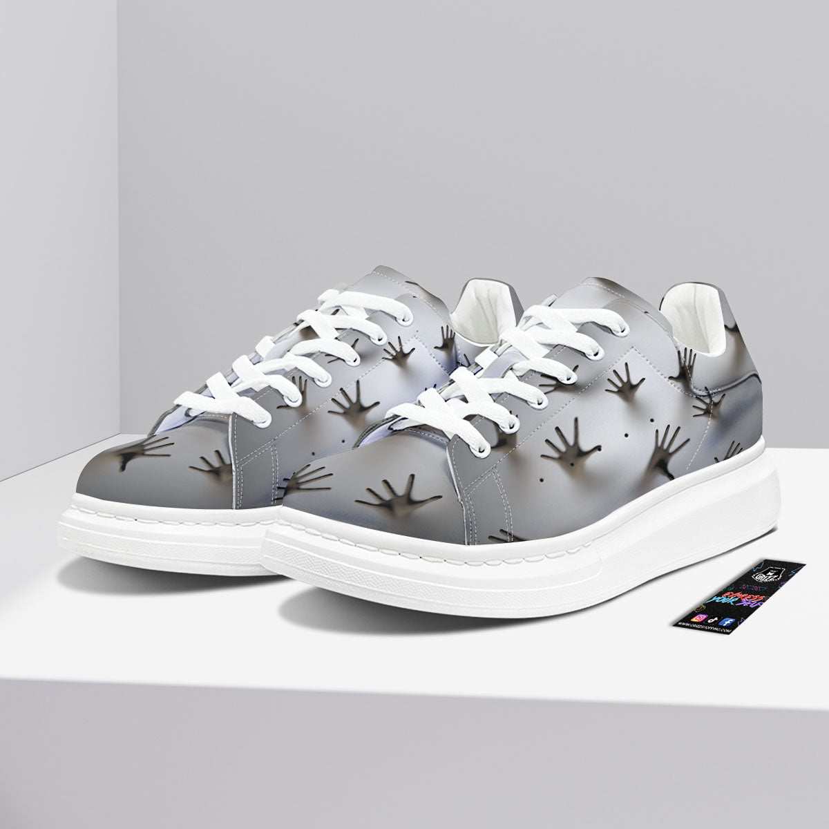 3D Scary Ghost Print Platform Shoes-grizzshop