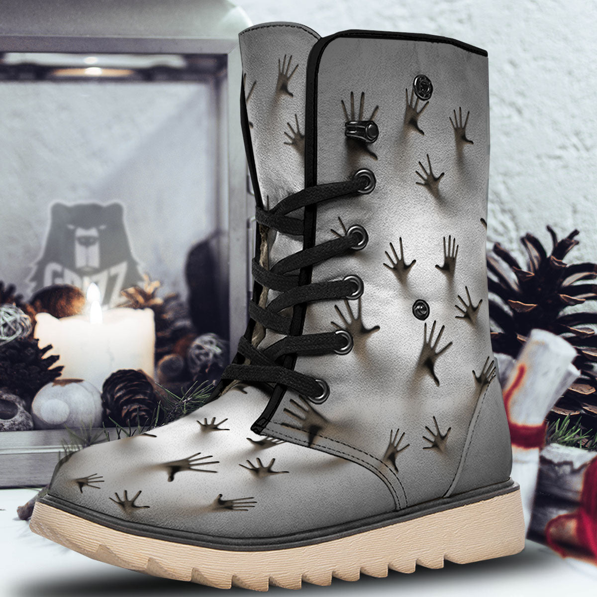3D Scary Ghost Print Snow Boots-grizzshop