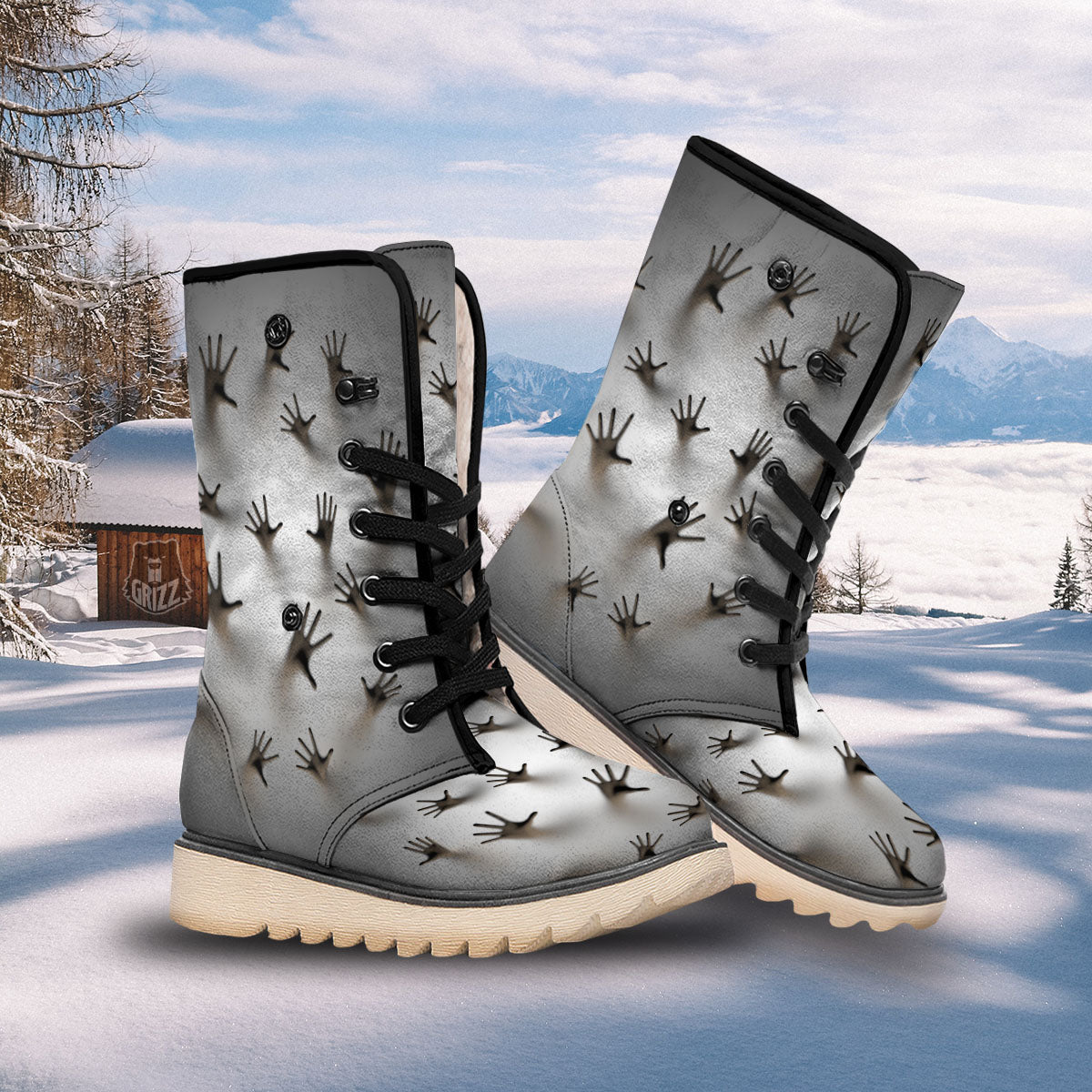 3D Scary Ghost Print Snow Boots-grizzshop