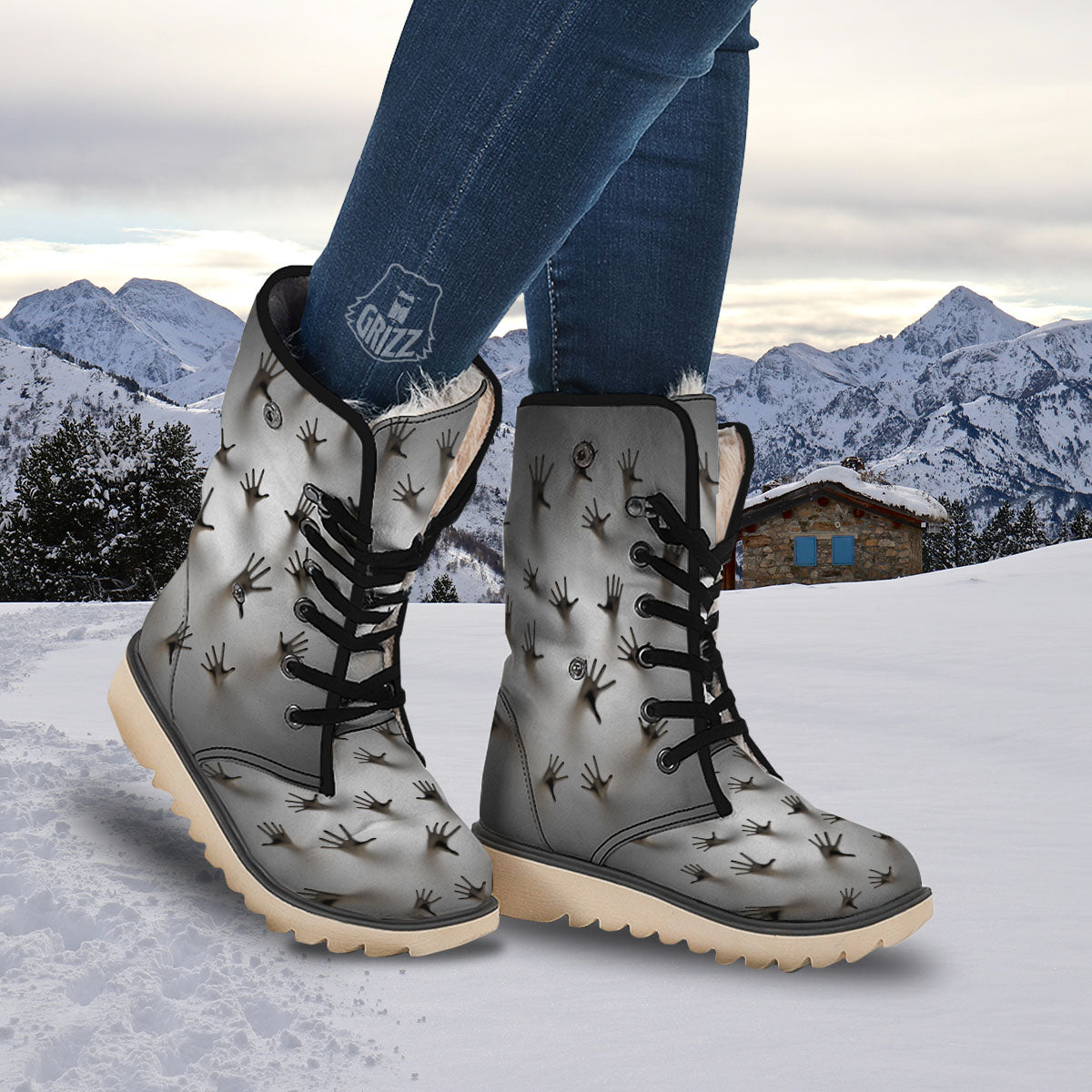 3D Scary Ghost Print Snow Boots-grizzshop