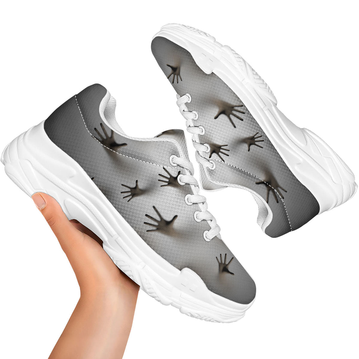 3D Scary Ghost Print White Chunky Shoes-grizzshop