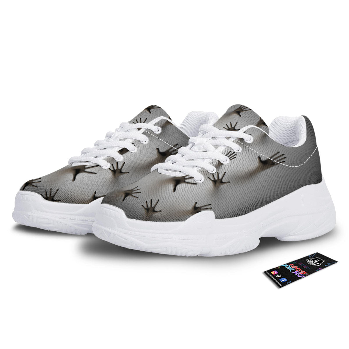 3D Scary Ghost Print White Chunky Shoes-grizzshop
