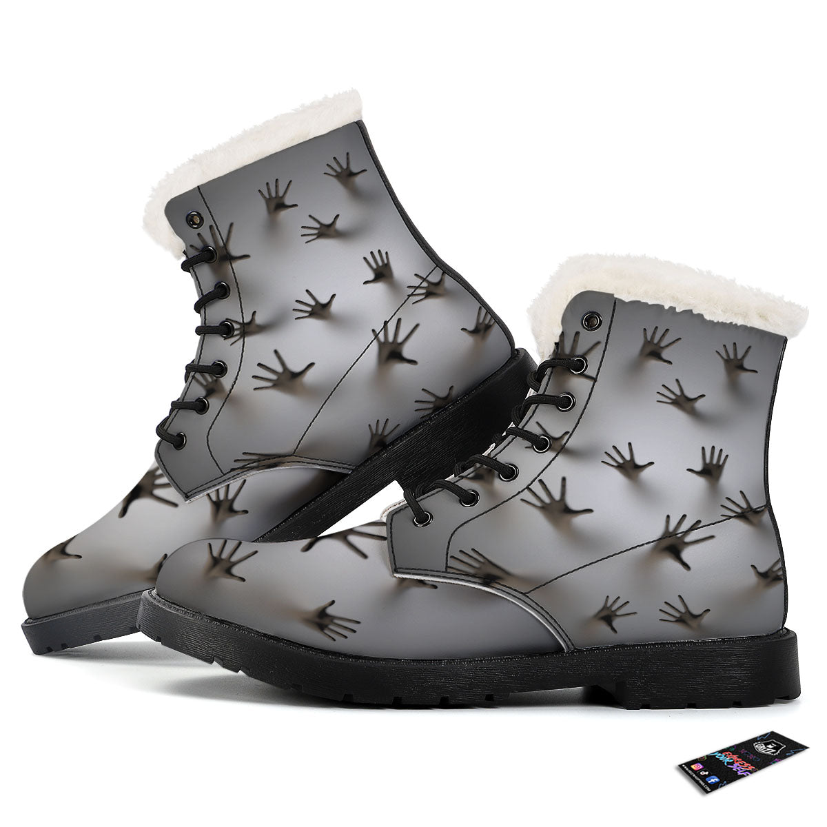 3D Scary Ghost Print Winter Boots-grizzshop
