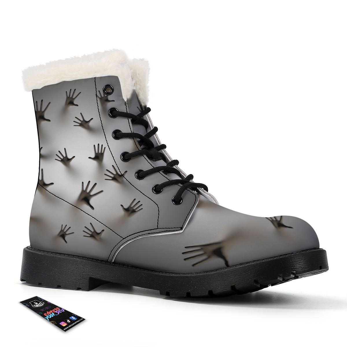 3D Scary Ghost Print Winter Boots-grizzshop
