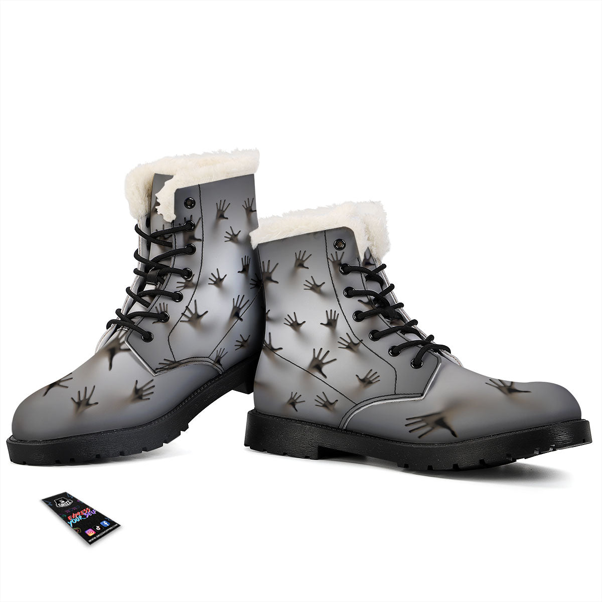 3D Scary Ghost Print Winter Boots-grizzshop