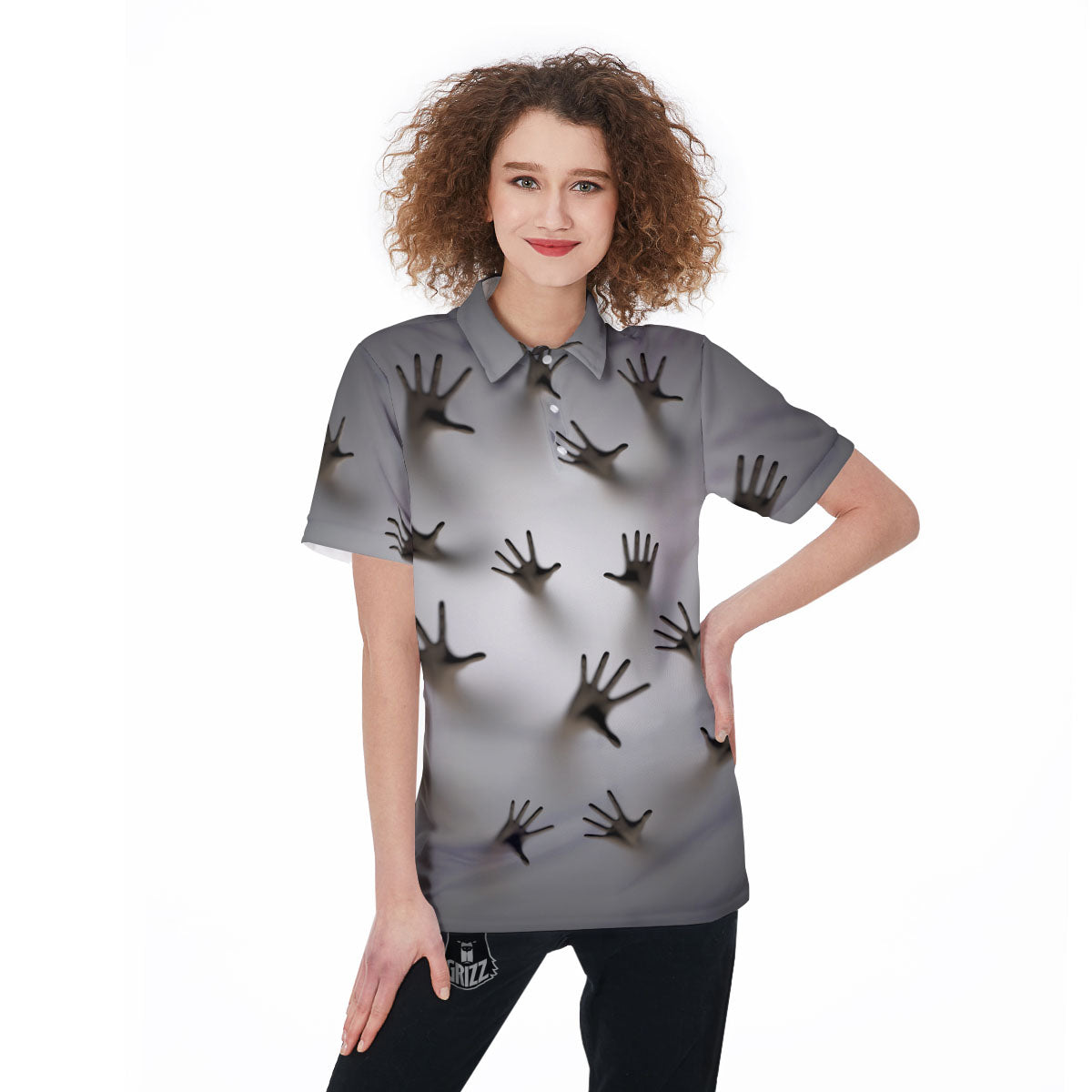 3D Scary Ghost Print Women's Golf Shirts-grizzshop