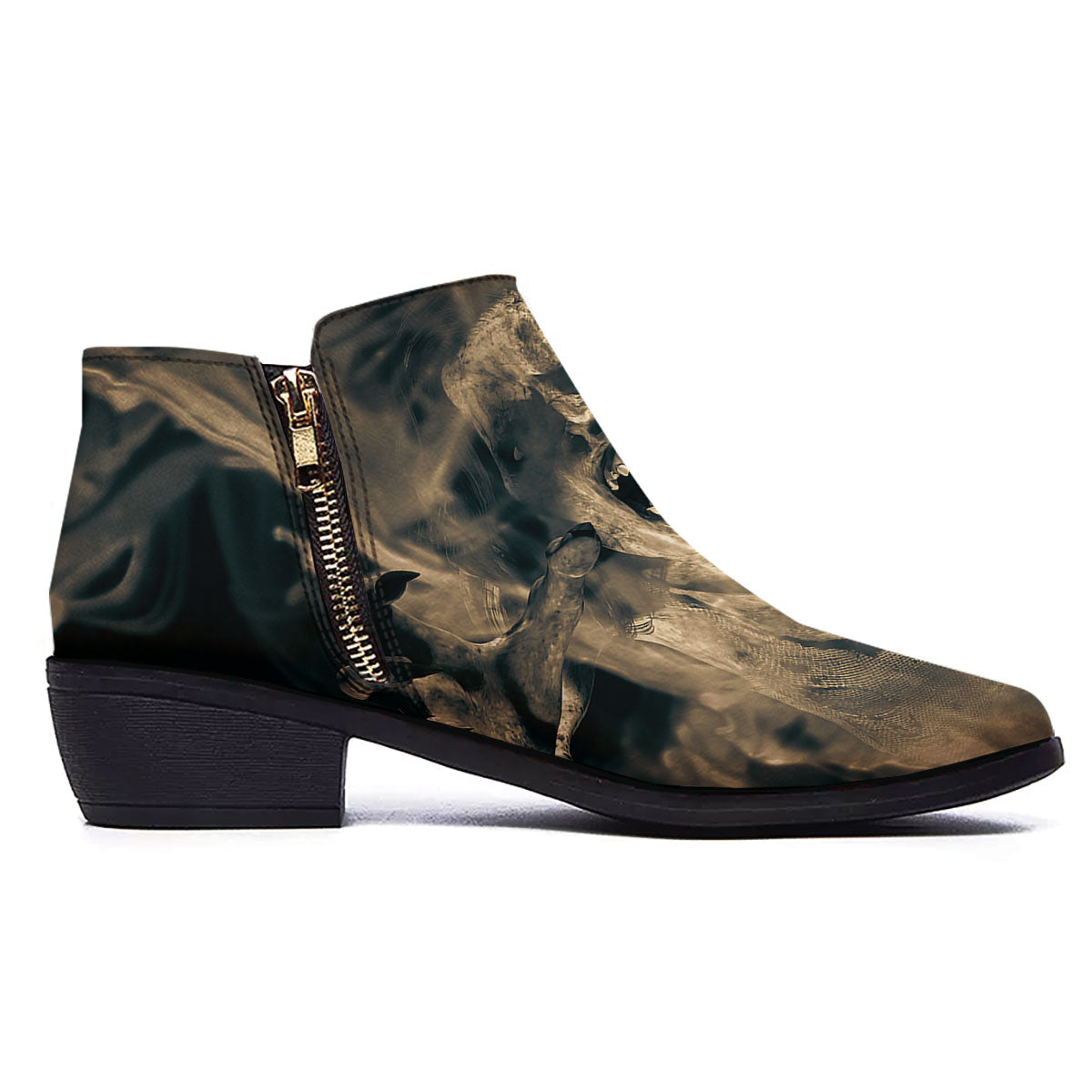 3D Screaming Ghost Horror Print Ankle Boots-grizzshop