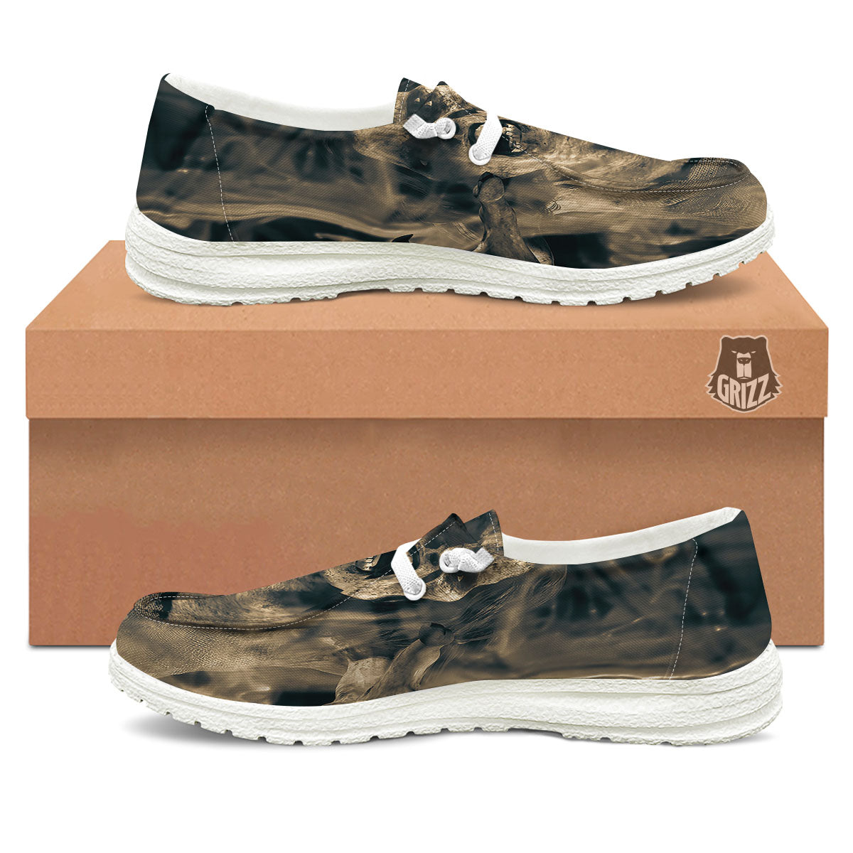 3D Screaming Ghost Horror Print Black Loafers-grizzshop