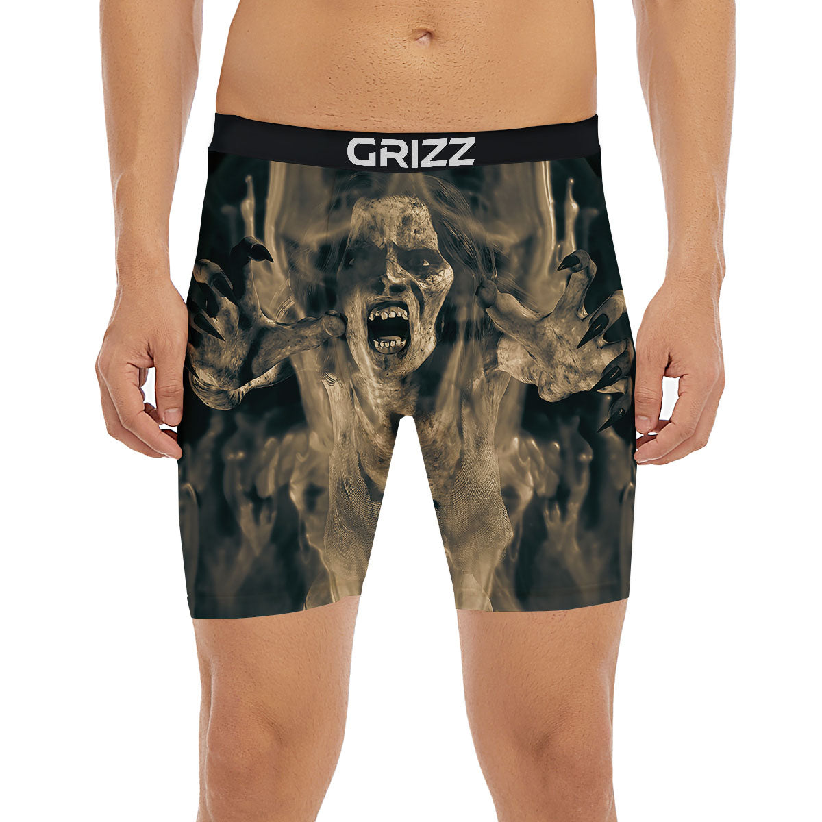 3D Screaming Ghost Horror Print Boxer Briefs-grizzshop