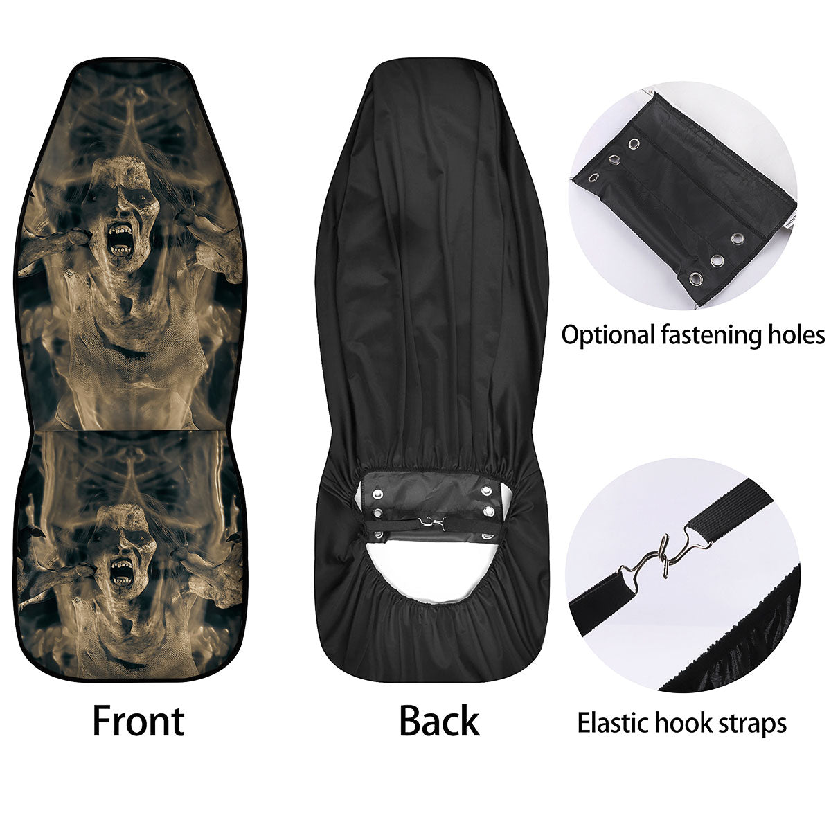 3D Screaming Ghost Horror Print Car Seat Covers-grizzshop