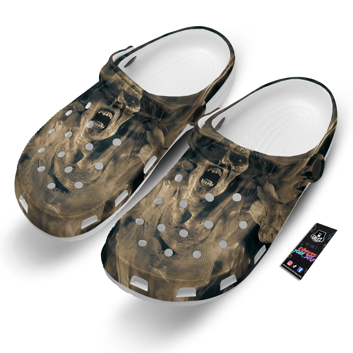 3D Screaming Ghost Horror Print Clog-grizzshop
