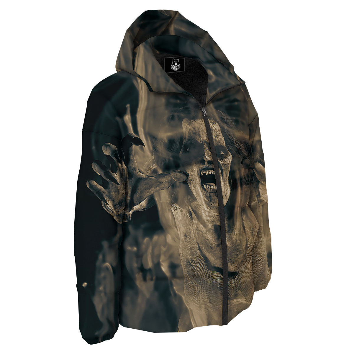 3D Screaming Ghost Horror Print Down Jacket-grizzshop
