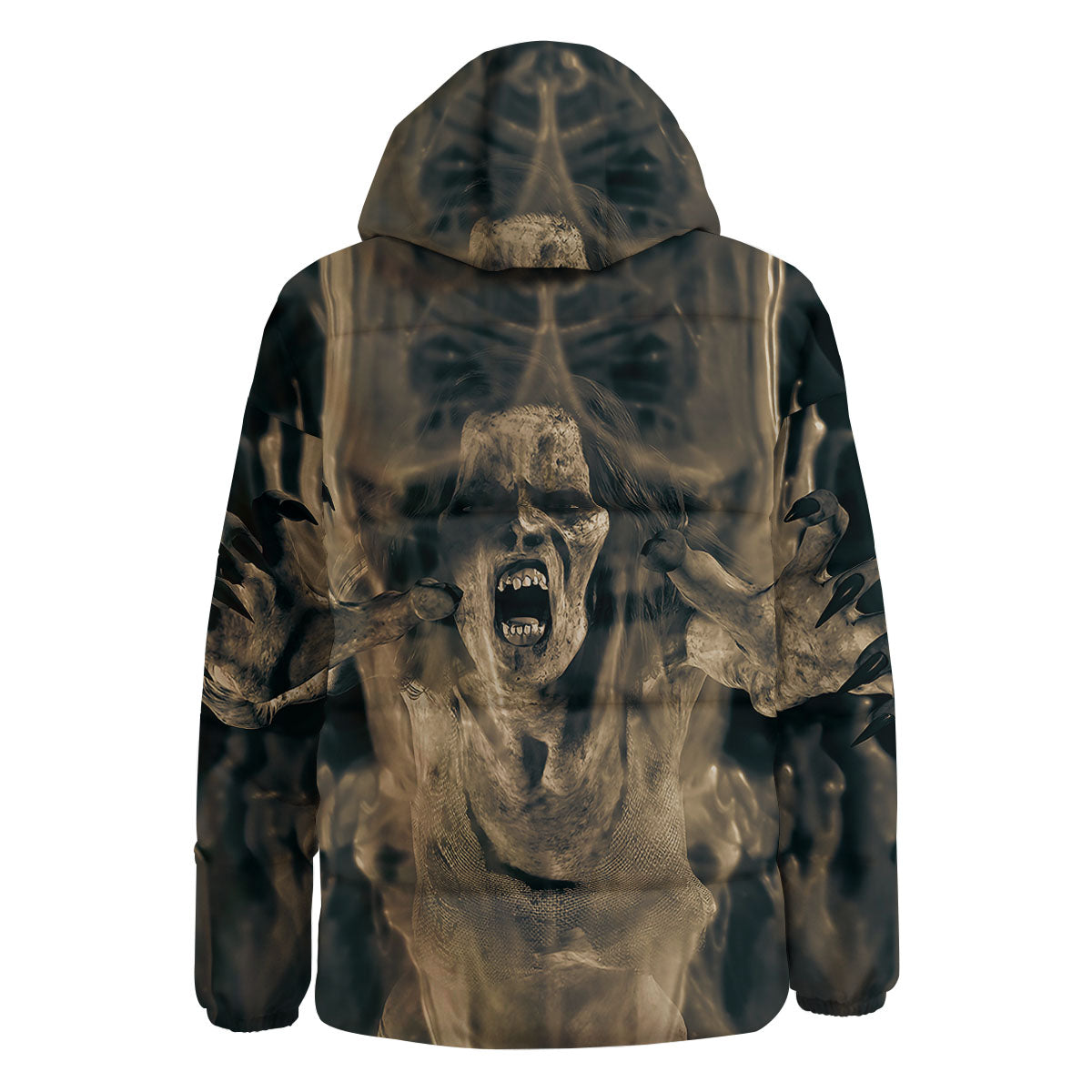 3D Screaming Ghost Horror Print Down Jacket-grizzshop