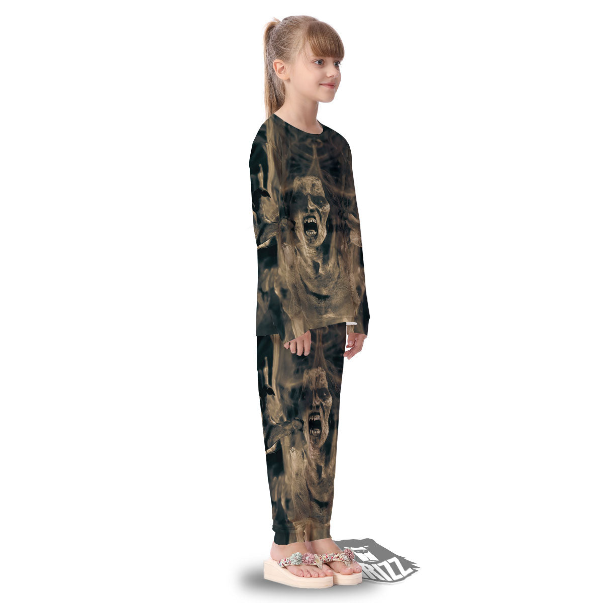 3D Screaming Ghost Horror Print Kid's Pajamas-grizzshop