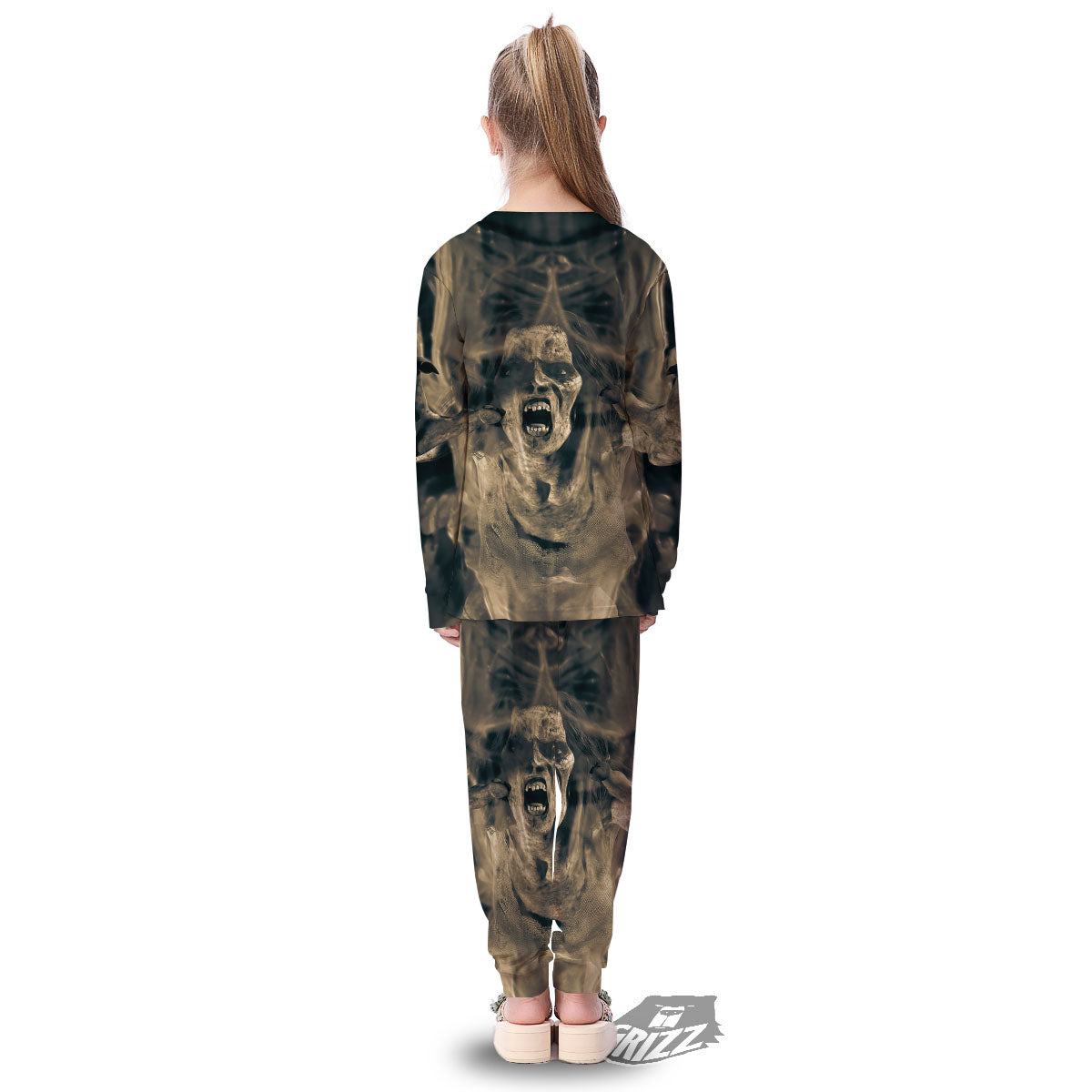 3D Screaming Ghost Horror Print Kid's Pajamas-grizzshop