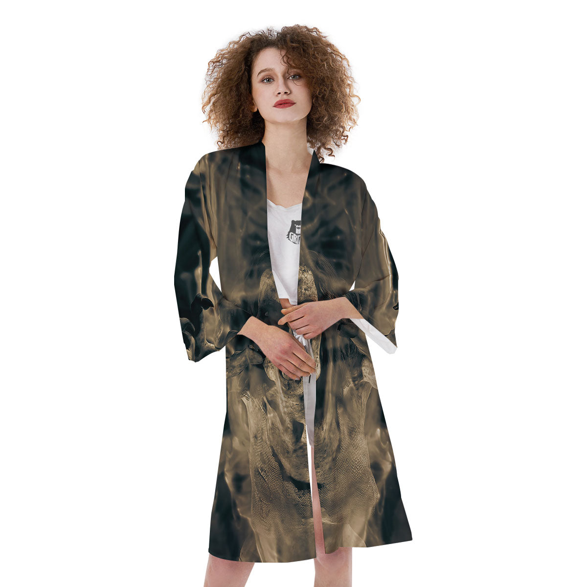 3D Screaming Ghost Horror Print Kimono-grizzshop