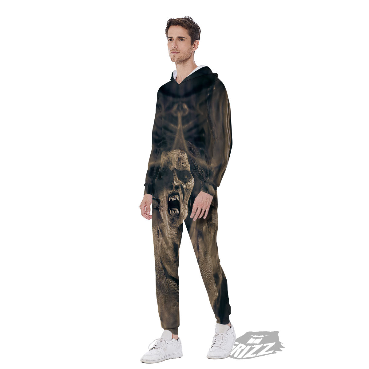 3D Screaming Ghost Horror Print Men's Jumpsuit-grizzshop