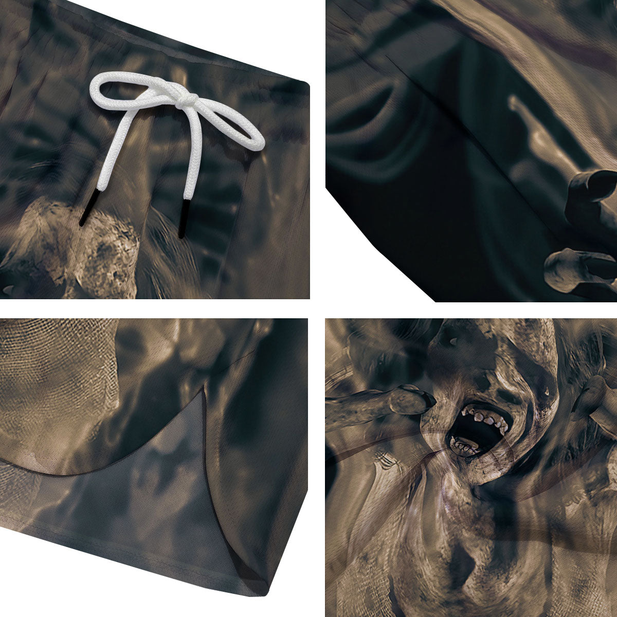 3D Screaming Ghost Horror Print Men's Running Shorts-grizzshop