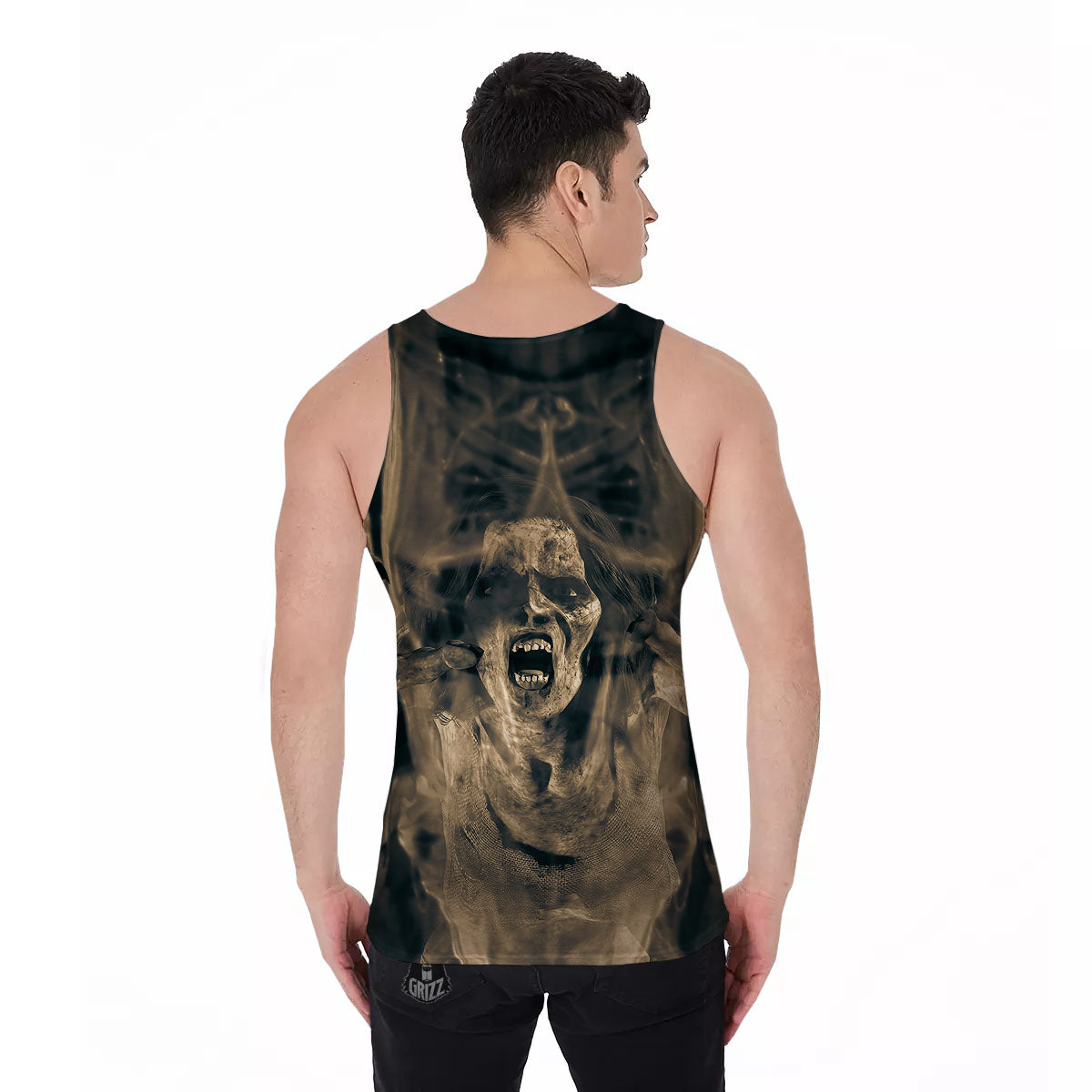 3D Screaming Ghost Horror Print Men's Tank Top-grizzshop