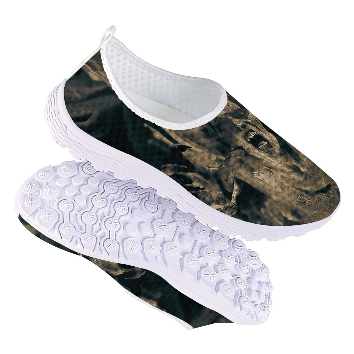 3D Screaming Ghost Horror Print Nurse Shoes-grizzshop