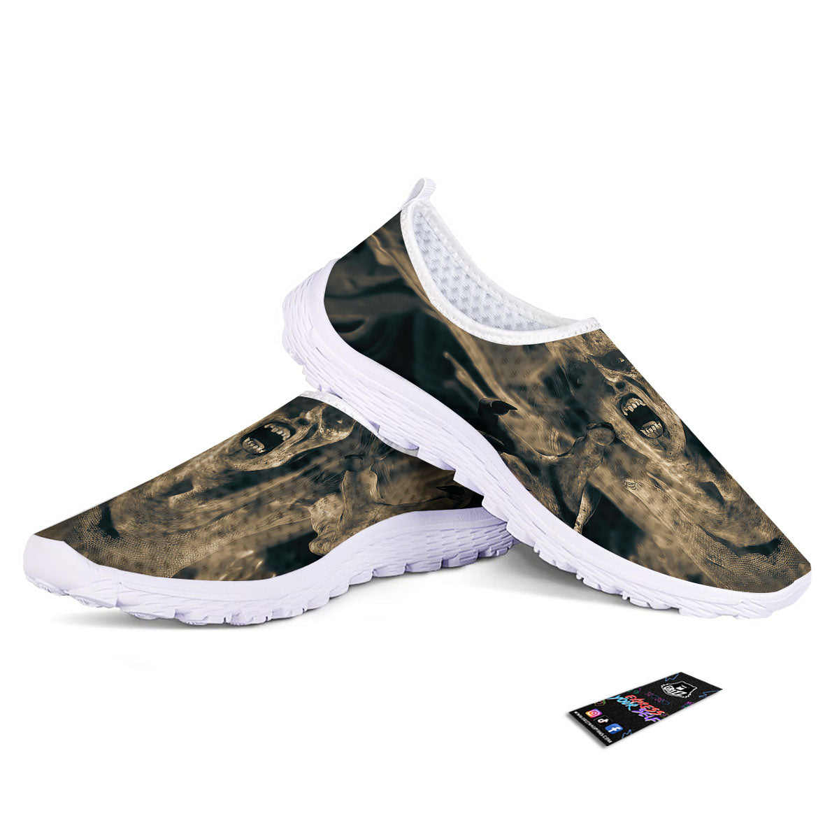 3D Screaming Ghost Horror Print Nurse Shoes-grizzshop