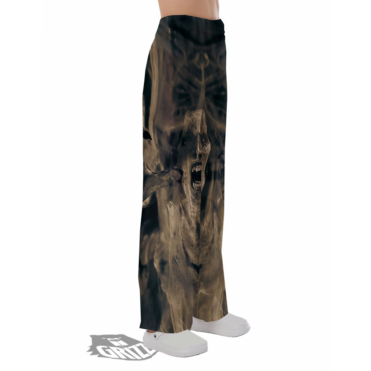 3D Screaming Ghost Horror Print Pajama Pants-grizzshop