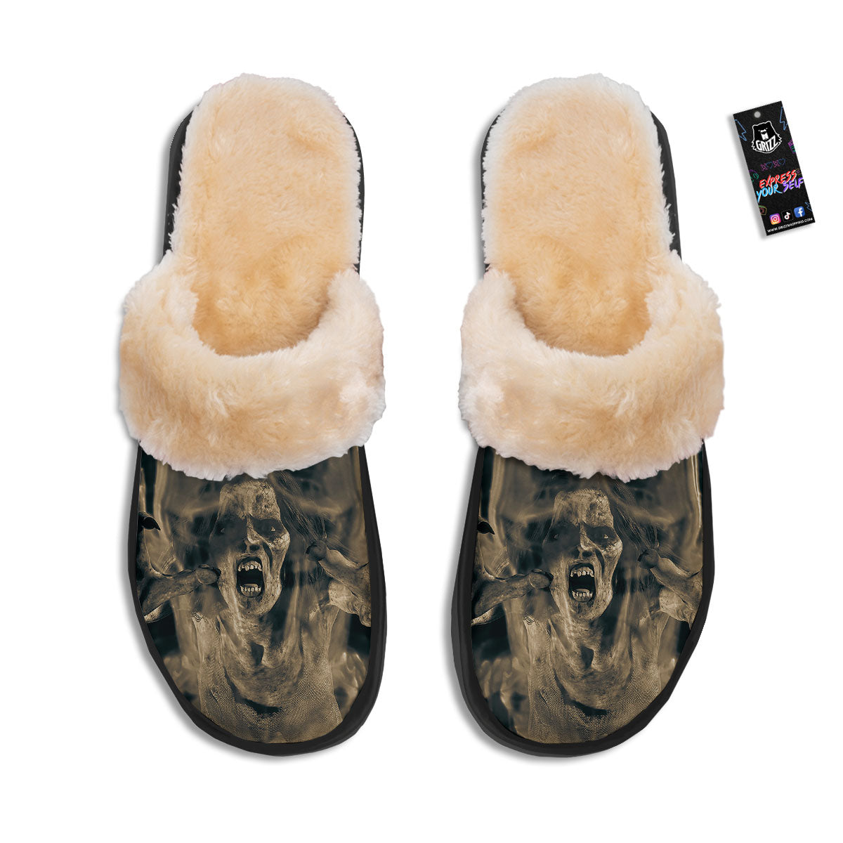 3D Screaming Ghost Horror Print Slippers-grizzshop