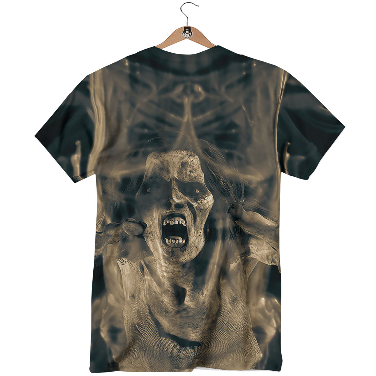 3D Screaming Ghost Horror Print T-Shirt-grizzshop