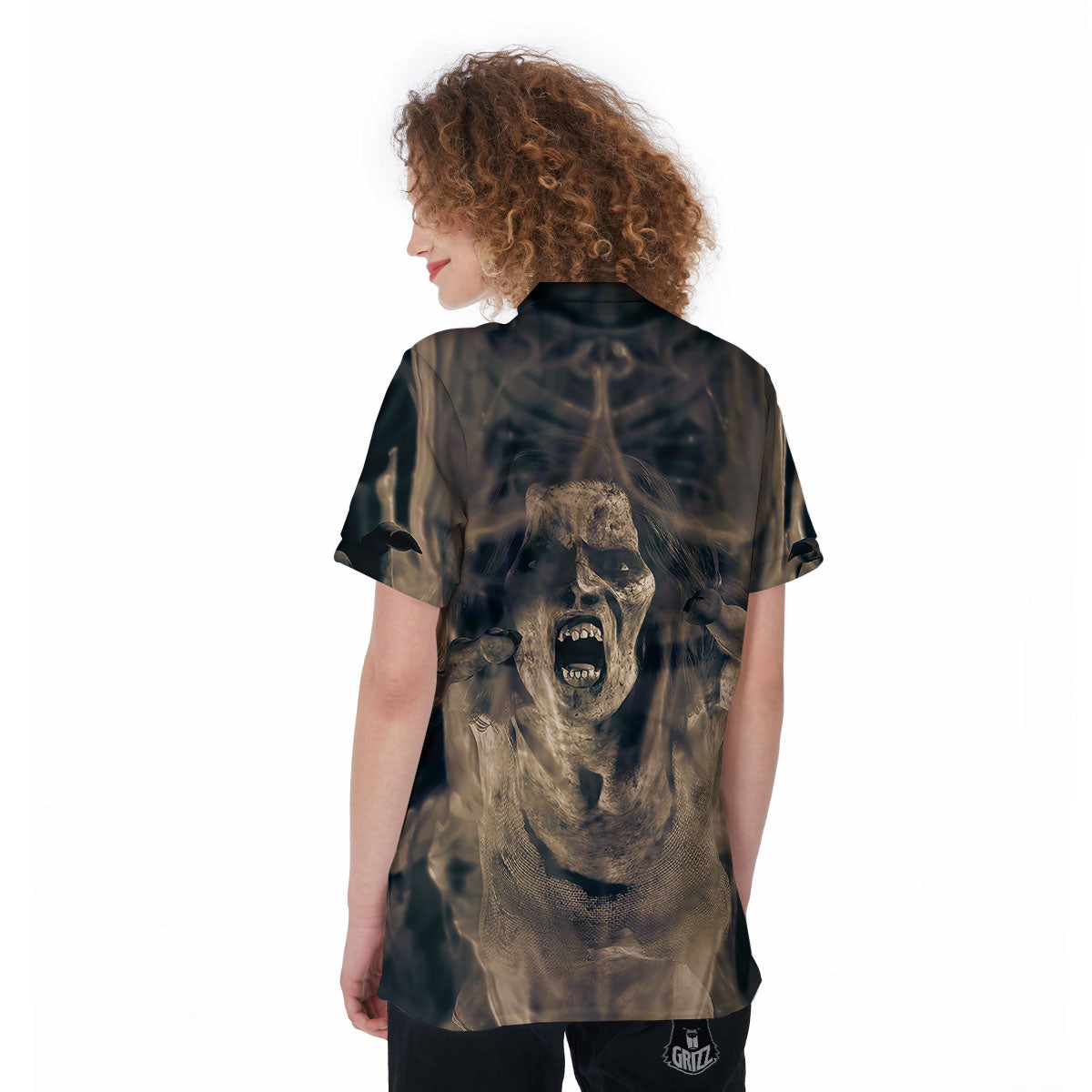 3D Screaming Ghost Horror Print Women's Golf Shirts-grizzshop