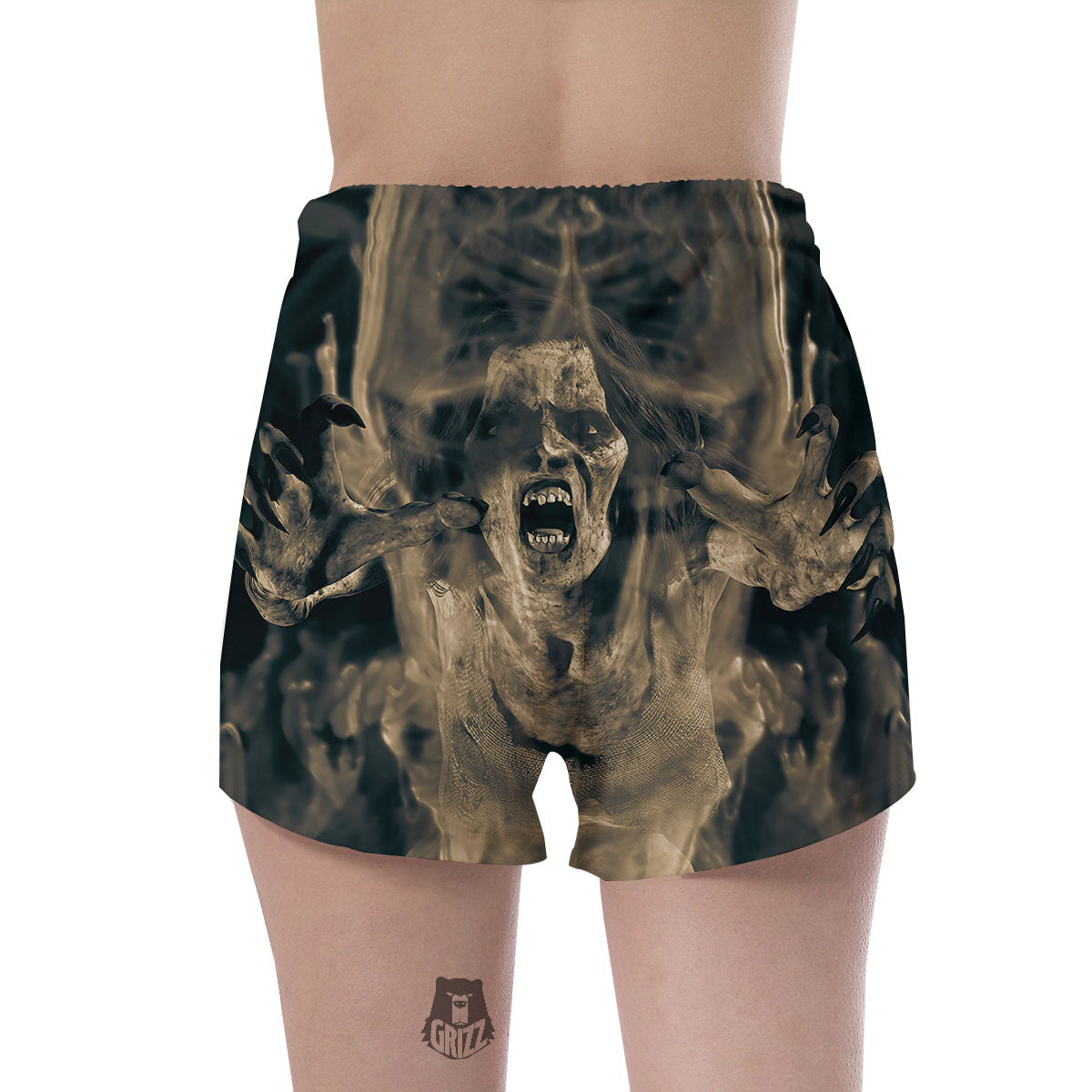 3D Screaming Ghost Horror Print Women's Shorts-grizzshop