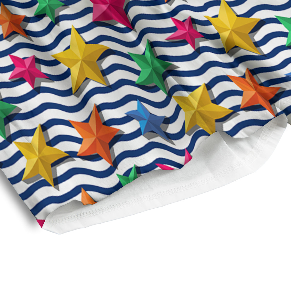 3D Stars And Blue Wave Print Pattern Men's Athletic Shorts