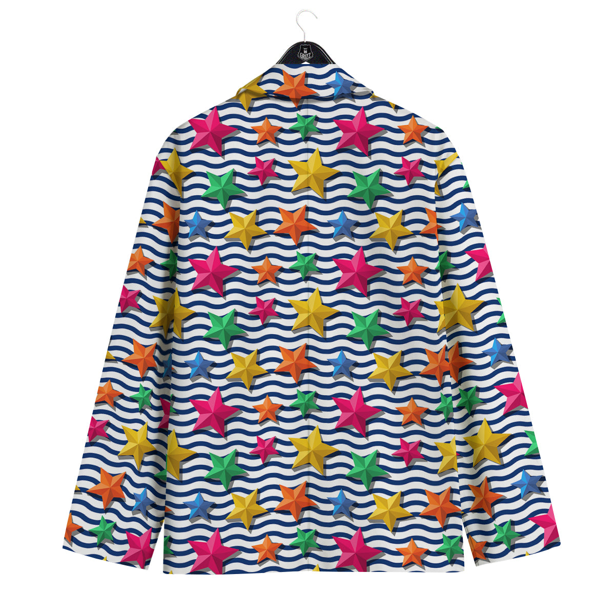 3D Stars And Blue Wave Print Pattern Men's Sport Coat-grizzshop