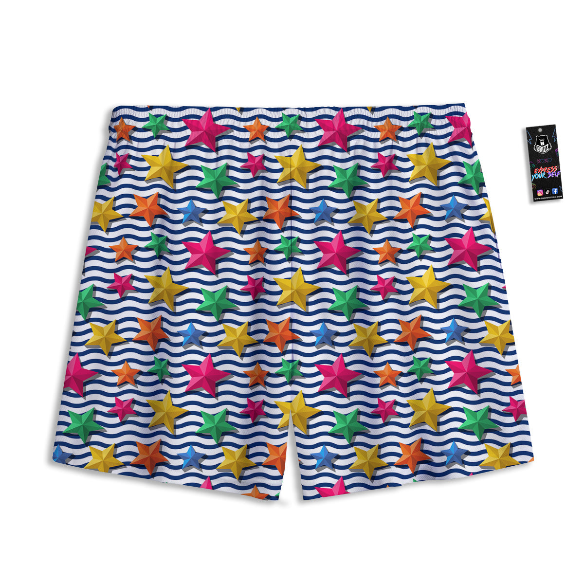 3D Grey Alien Print Mesh Shorts