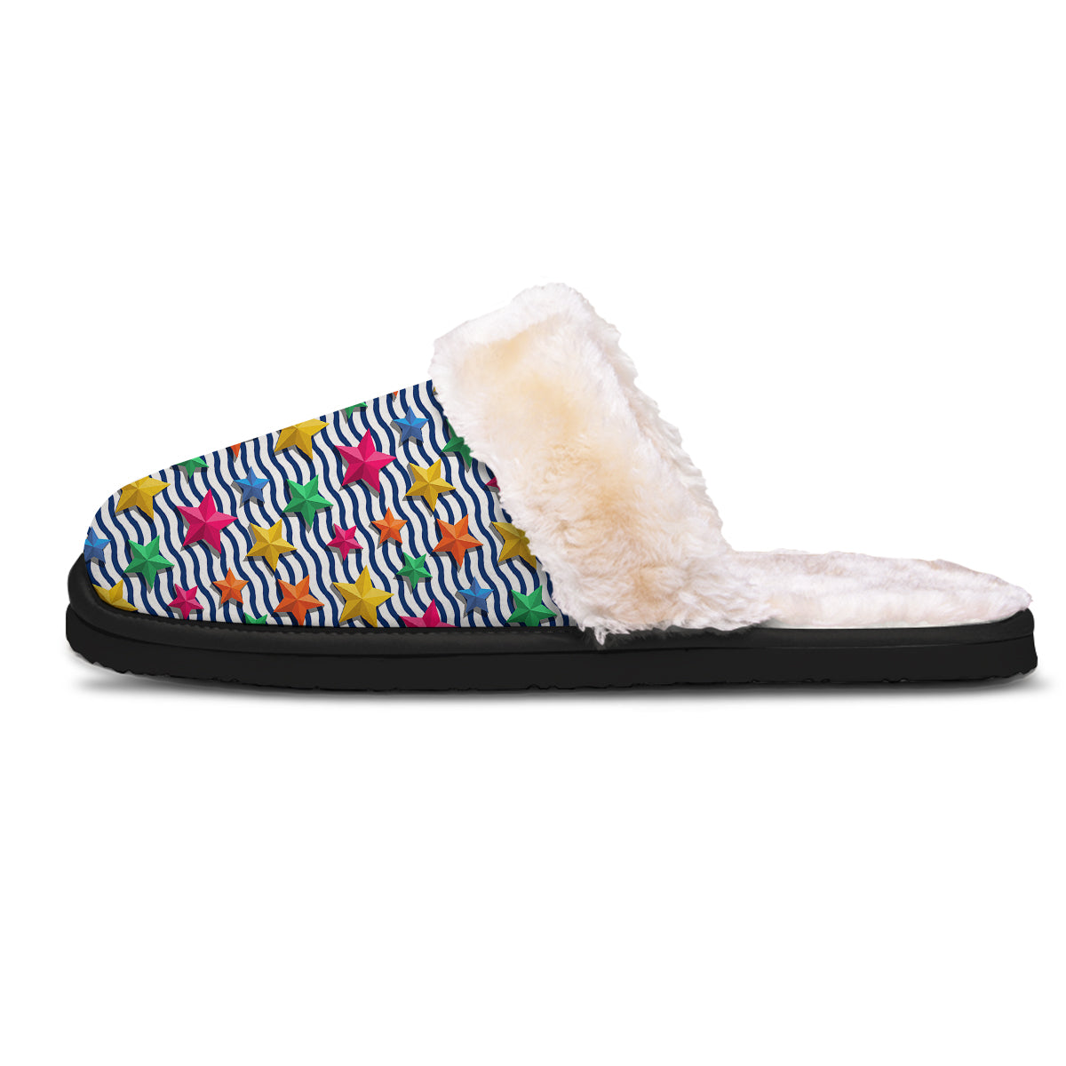 3D Stars And Blue Wave Print Pattern Slippers-grizzshop