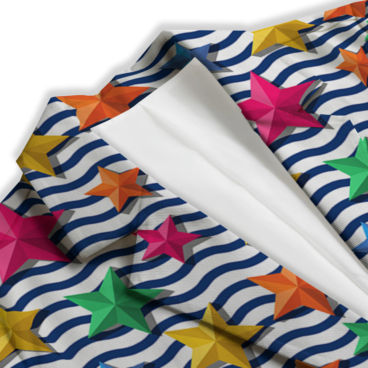 3D Stars And Blue Wave Print Pattern Women's Blazer-grizzshop