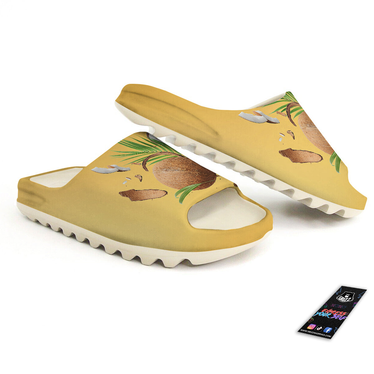 3D Coconut Print Sandals-grizzshop