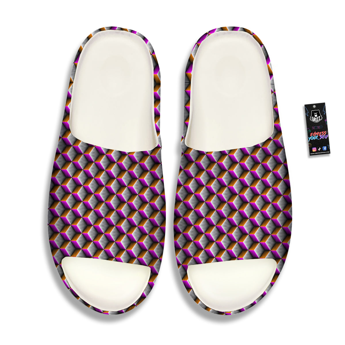 3D Rhombus Print Pattern Sandals-grizzshop