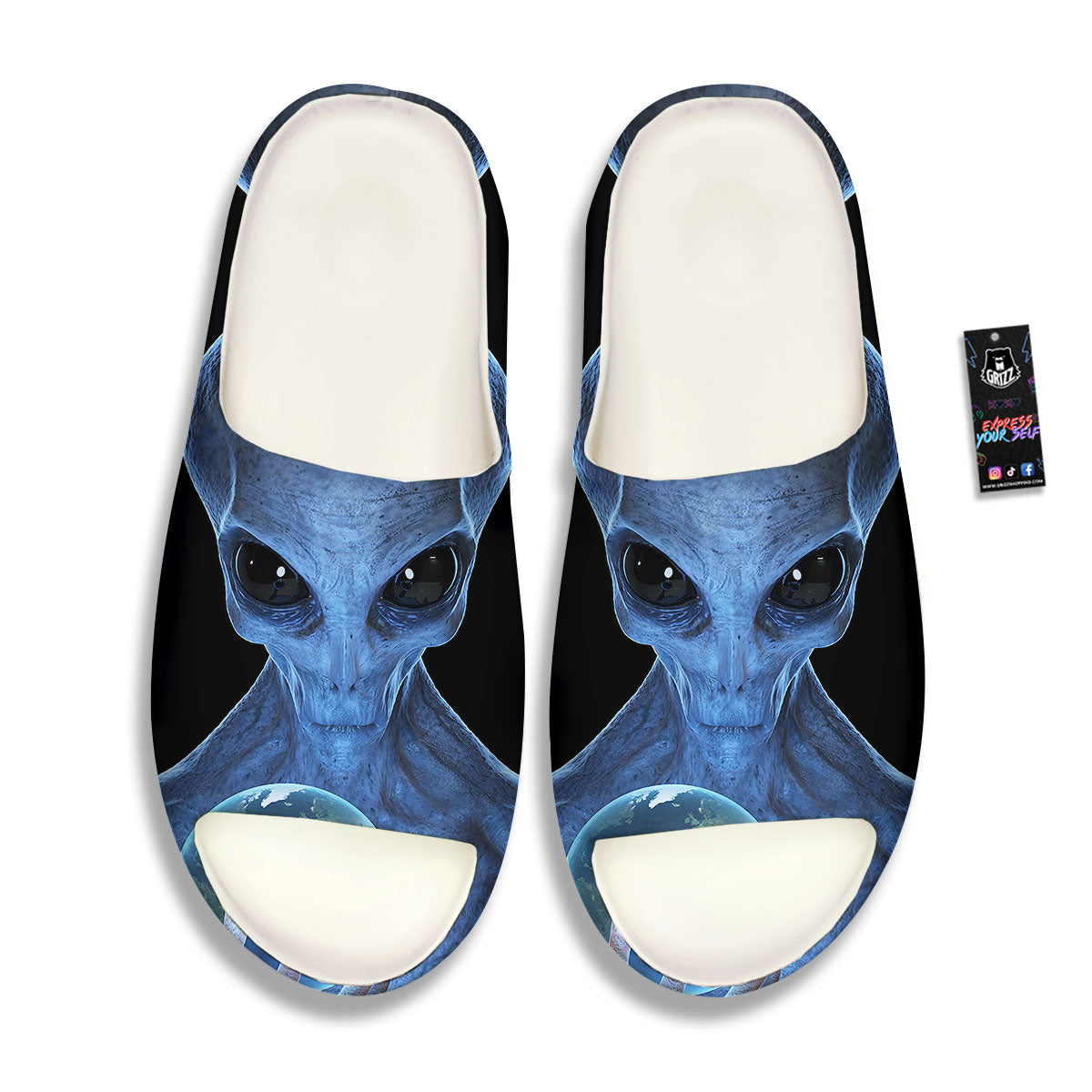 3D Scary Alien Grey Print Sandals-grizzshop